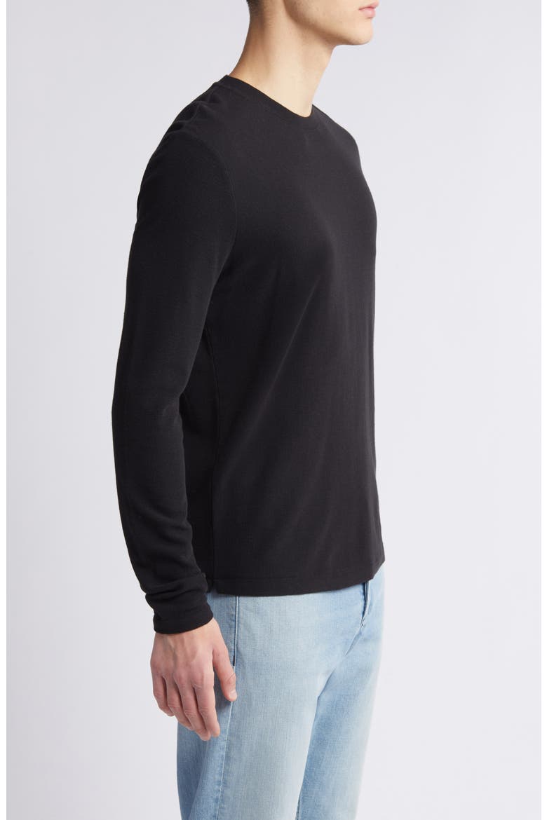 Clive Long Sleeve Waffle Knit Tee, Alternate, color, BLACK