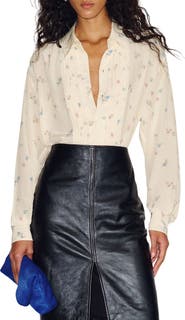 Reformation x Alexa Chung Dude Floral Pintuck Button-Up Shirt