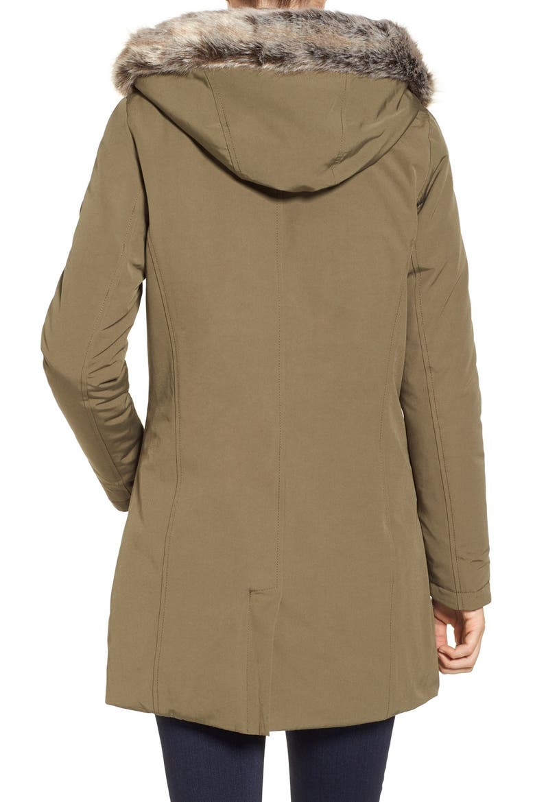 Epler Faux Fur Trim Waterproof Parka, Alternate, color, SEAWEED