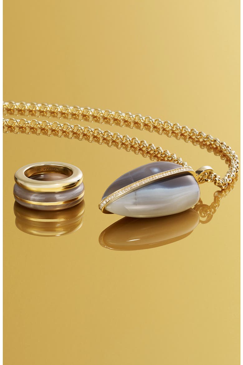 XL Diamond Pebble Pendant Necklace, Alternate, color, BROWN/ WHITE