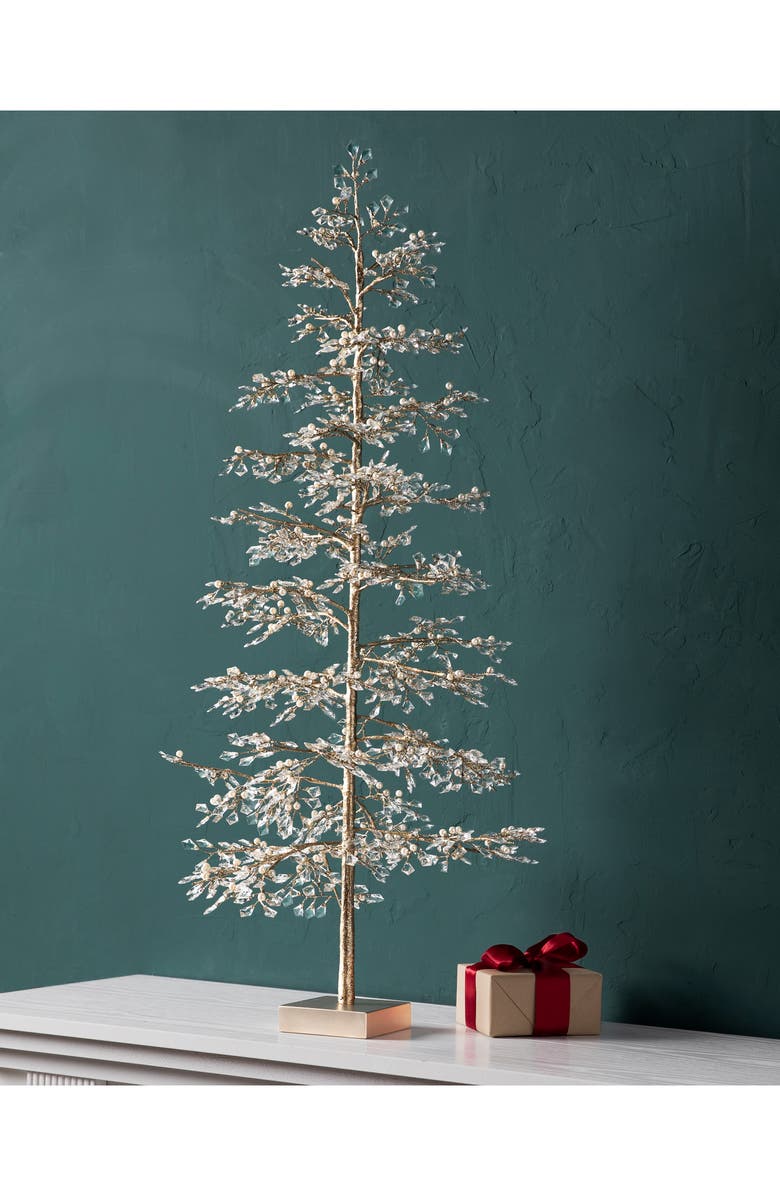 Balsam Hill Crystal & Bead Champagne Tabletop Tree, Alternate, color, Clear