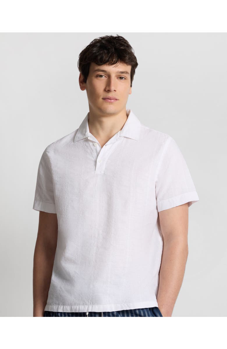 Onia Cotton Linen Pop Over Polo Tee, Main, color, White