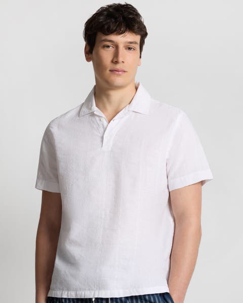 Cotton Linen Pop Over Polo Tee