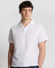Onia Cotton Linen Pop Over Polo Tee