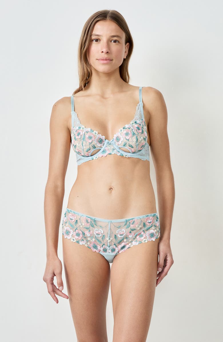 Etam Allure Classique Embroidered Underwire Bra, Alternate, color, Blue Lagon