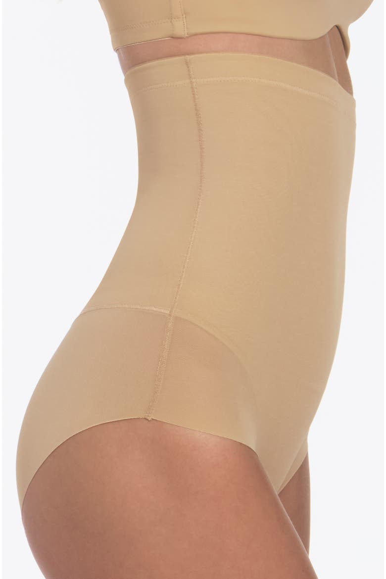 Firm Control High Waist Slimming Brief with Cotton Gusset, Alternate, color, Mocha