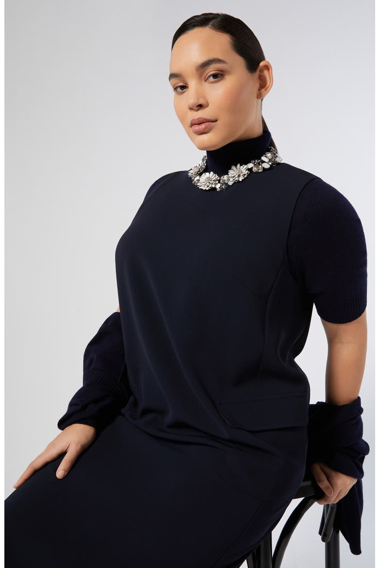 Nepal Turtleneck Short Sleeve Cashmere Sweater, Alternate, color, NAVY