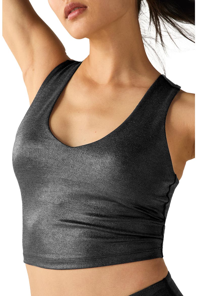 Glow On Rib Crop Tank, Main, color, BLACK FOIL