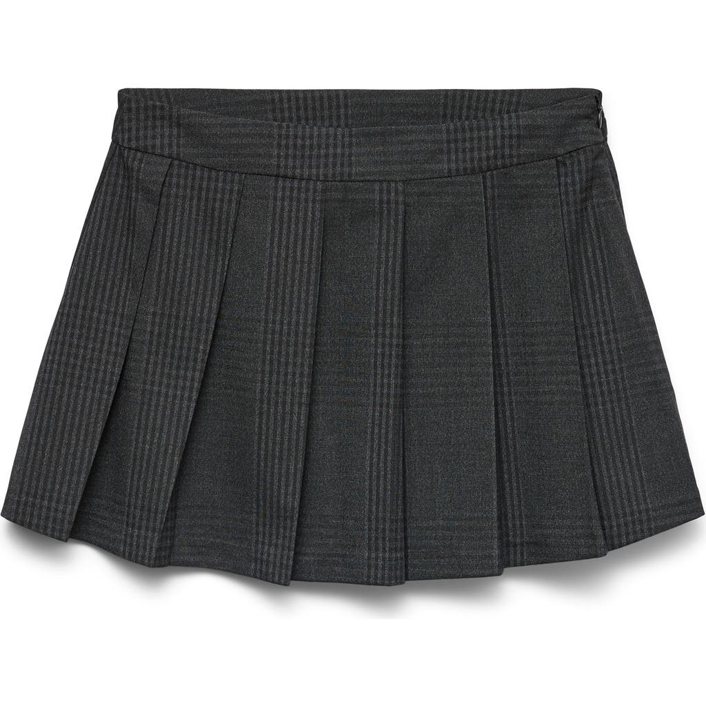 Vero Moda Unna Check Detail Pleated Miniskirt In Black