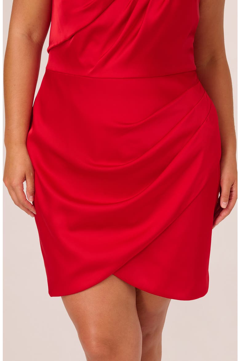 Bow One Shoulder Stretch Satin Sheath Dress, Alternate, color, HOT PEPPER