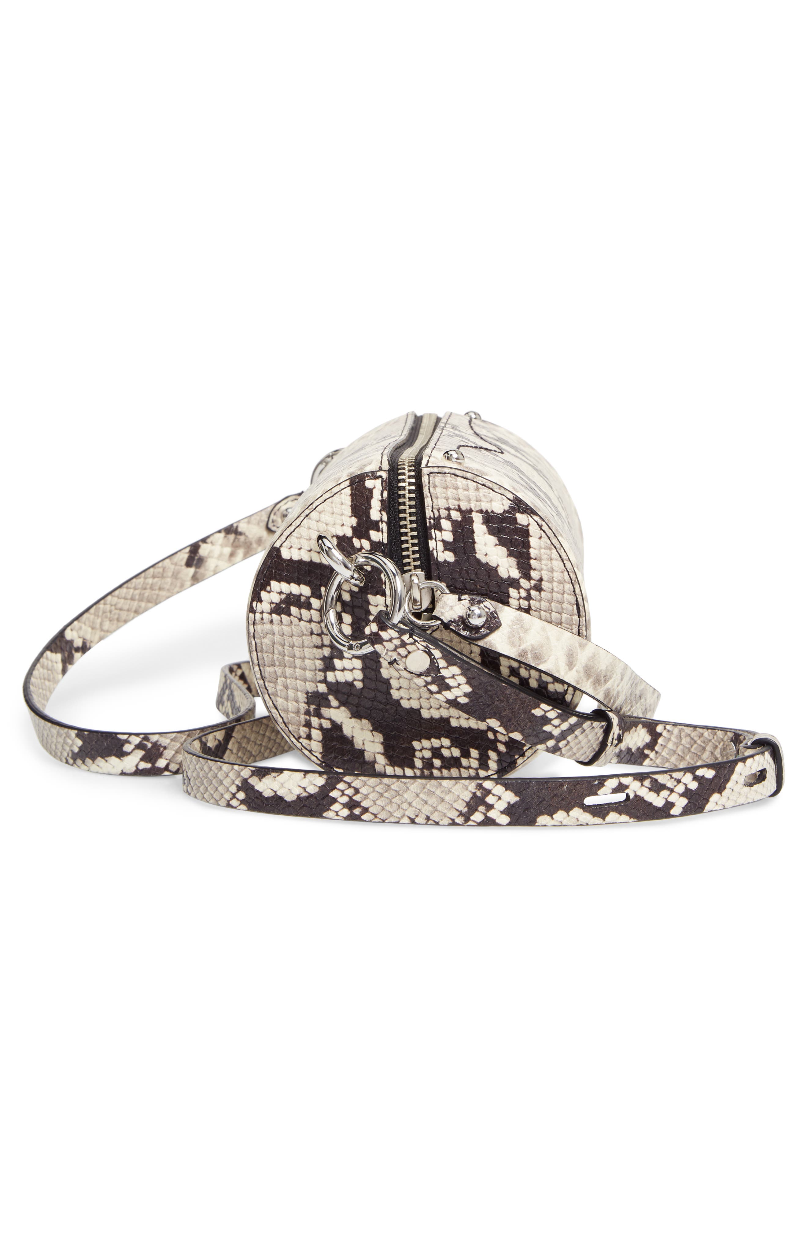 Rebecca Minkoff Python Embossed Leather Barrel Crossbody Bag, Alternate, color, 