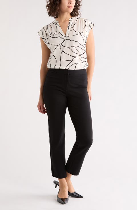 Growover Print Shirred V-Neck Top