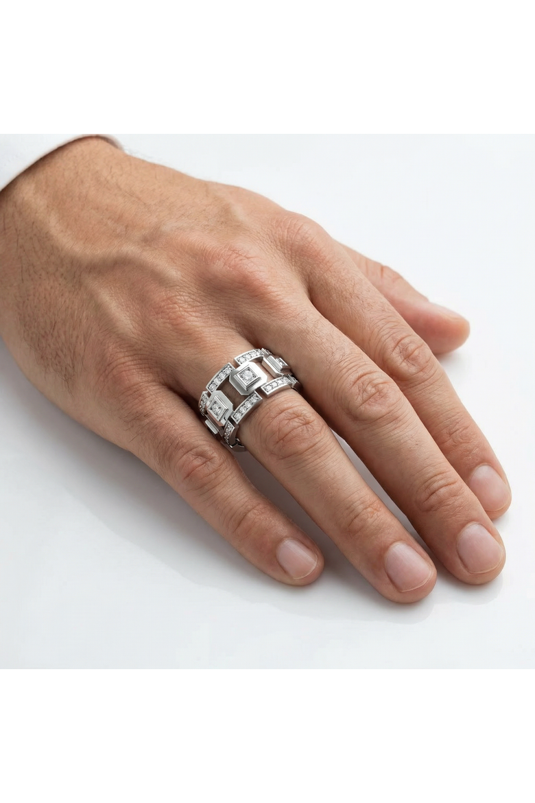 1 1/4Ct Diamond Ring Men's Lab Grown Wedding Band in 10k or Gold, Alternate, color, 10k Yellow Gold