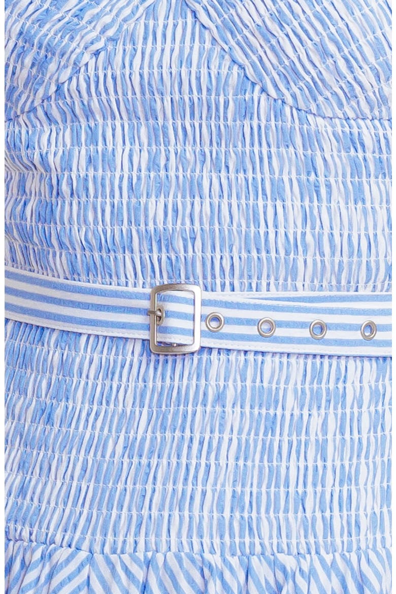 Smocked Bodice Cotton Blend Sundress, Alternate, color, BLUE/ WHITE