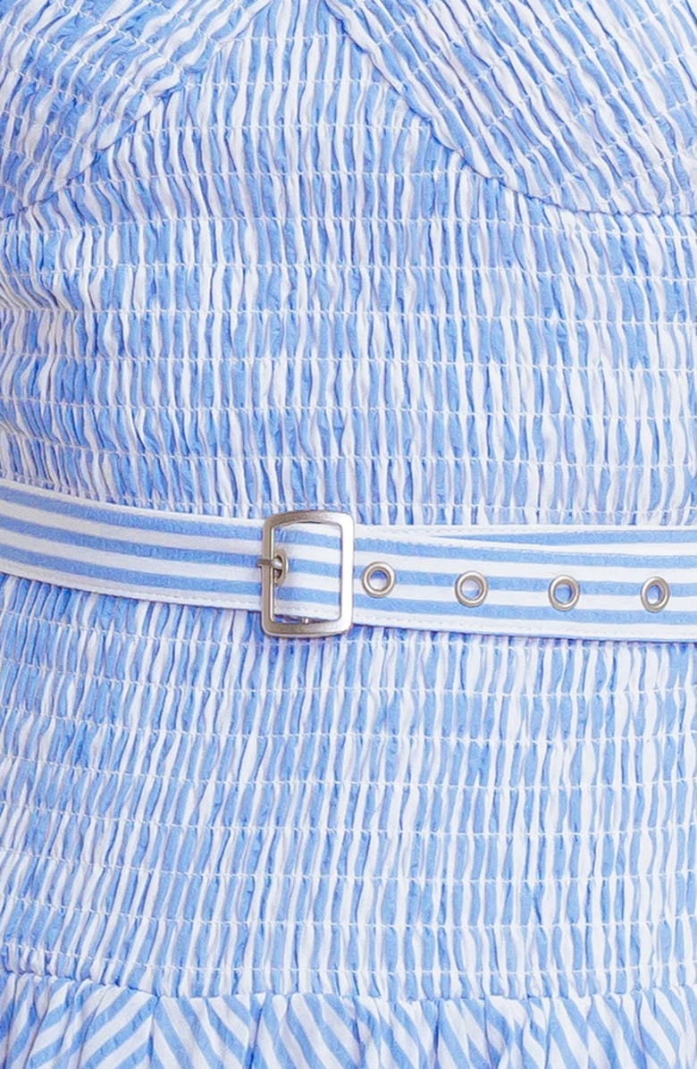 FREEMARKET Smocked Bodice Cotton Blend Sundress, Alternate, color, Blue/ White