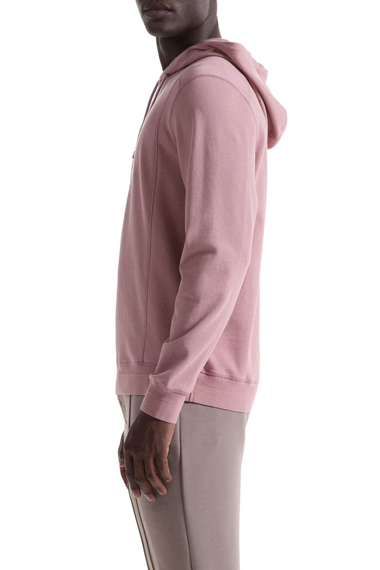 Textured Piqué Hoodie, Alternate, color, WOOD ROSE