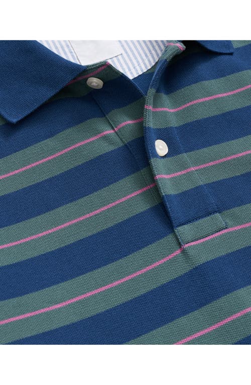Brooks Brothers Stripe Stretch Cotton Piqué Polo In Green Multi