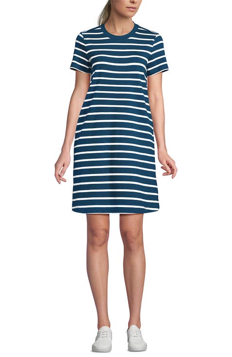 Cotton Jersey Crew Neck T Shirt Dress
