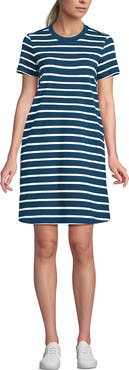 Lands' End Cotton Jersey Crew Neck T Shirt Dress