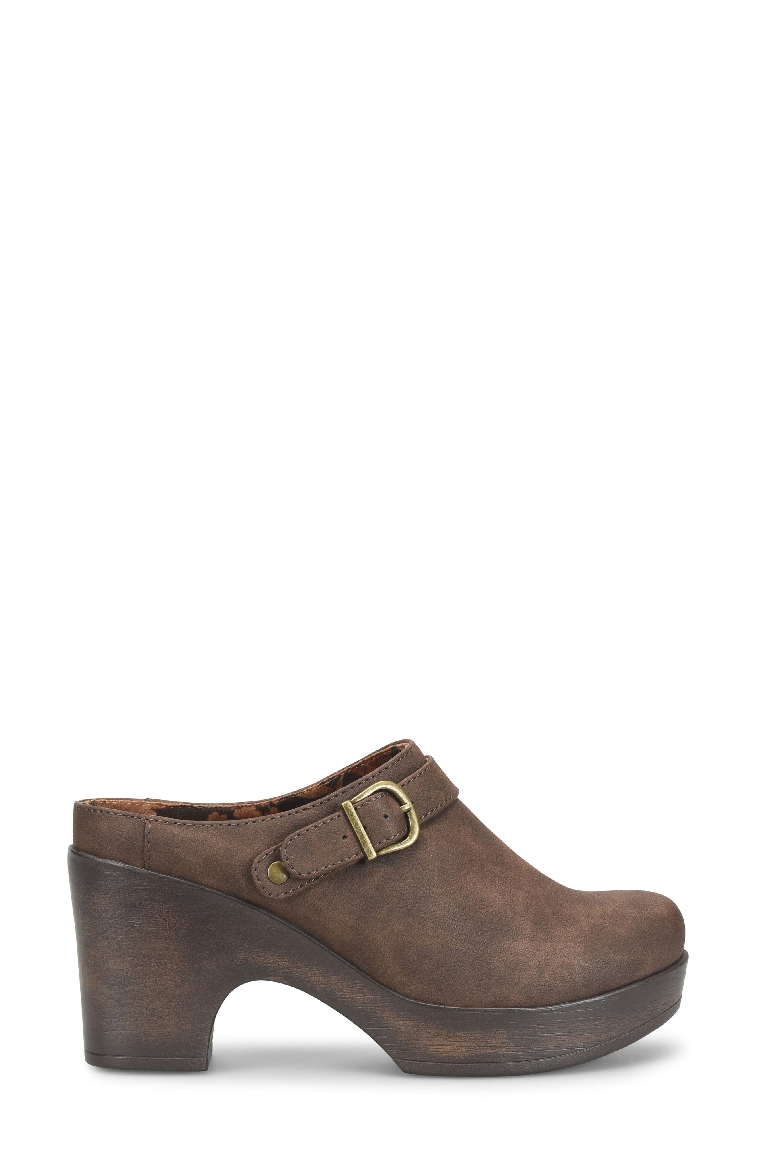 Adel Heeled Mule, Alternate, color, DARK BROWN NUBUCK
