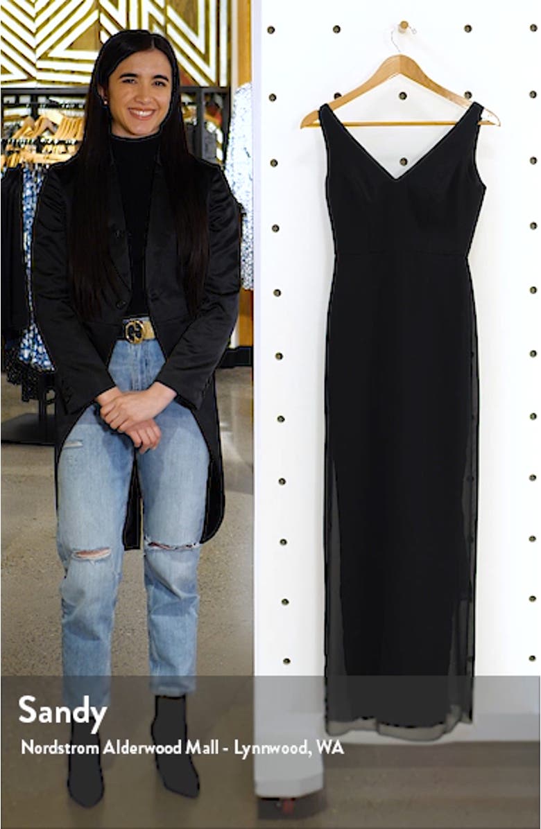 V-Neck Back Tie Chiffon Trumpet Gown, sales video thumbnail