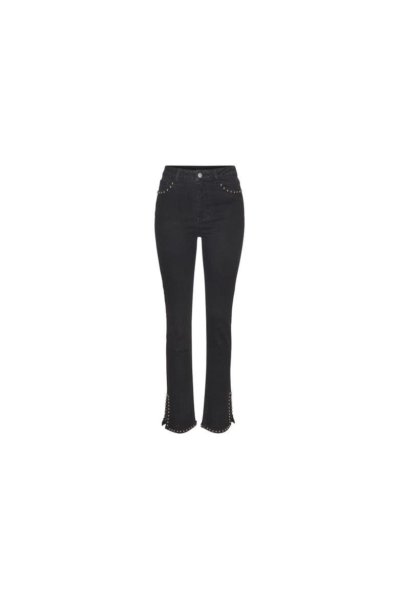 Embellished Split Hem Jeans, Alternate, color, Black Wash