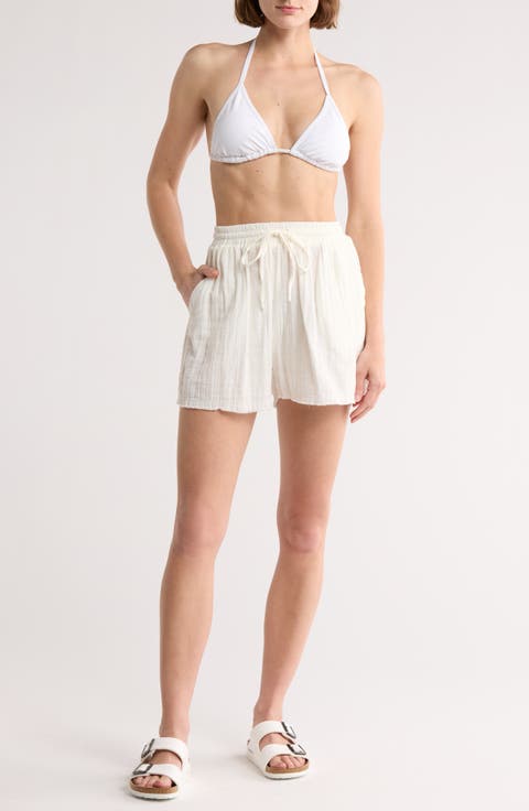 Raw Hem Cotton Cover-Up Shorts