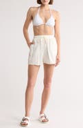 Elan Raw Hem Cotton Cover-Up Shorts