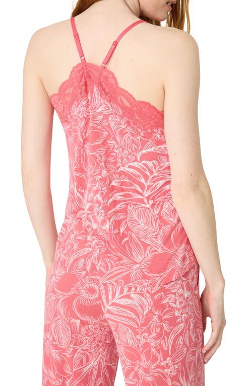 Pj Salvage Lazy Days Lace Trim Sleep Camisole In Deep Rose