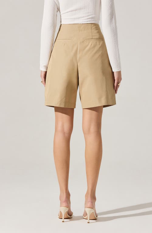 Astr The Label Pleated Cotton Blend Walking Shorts In Tan