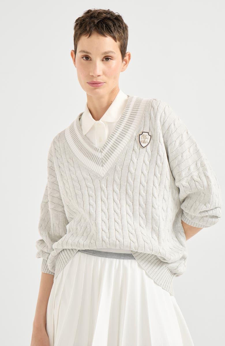 Brunello Cucinelli Sweater with logo, Alternate, color, Light Grey