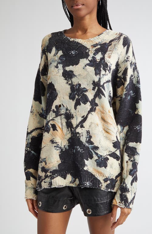 R13 Floral-print Distressed Sweatshirt In Blue