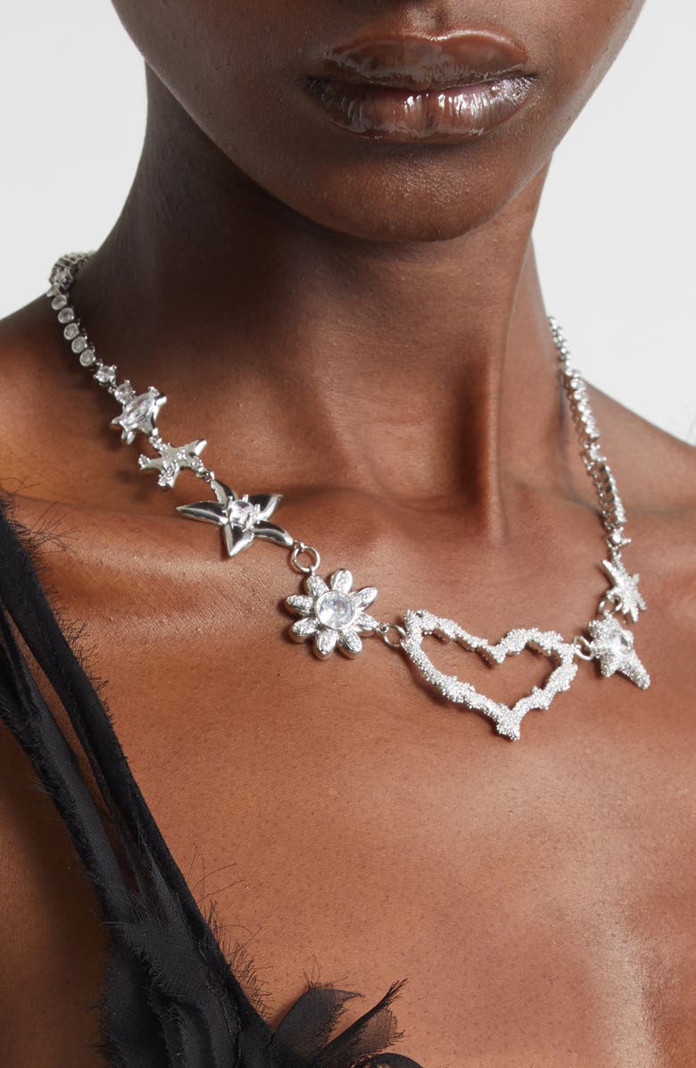 Collina Strada Heart Flame Constellation Necklace, Alternate, color, Crystal Clear