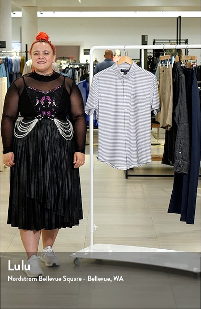 Leeward Trim Fit Rose Quartz Grid Short Sleeve Button-Up Performance Shirt, sales video thumbnail