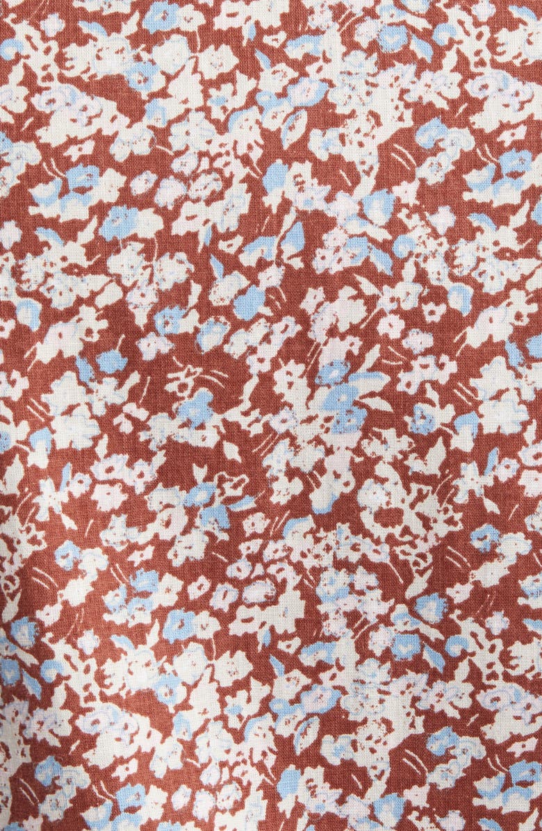 Nordstrom Trim Fit Floral Short Sleeve Stretch Cotton & Linen Button-Down Shirt, Alternate, color, 
