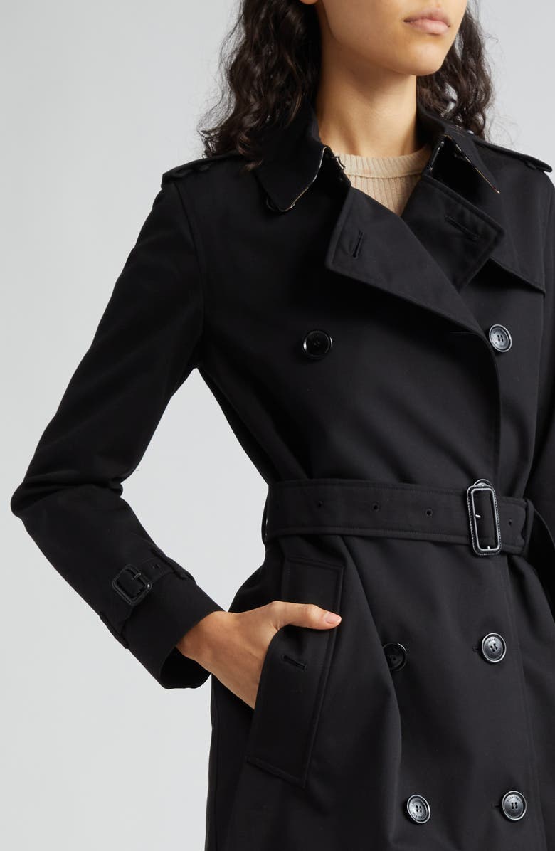 Burberry Kensington Heritage Mid Length Trench Coat, Alternate, color, Black