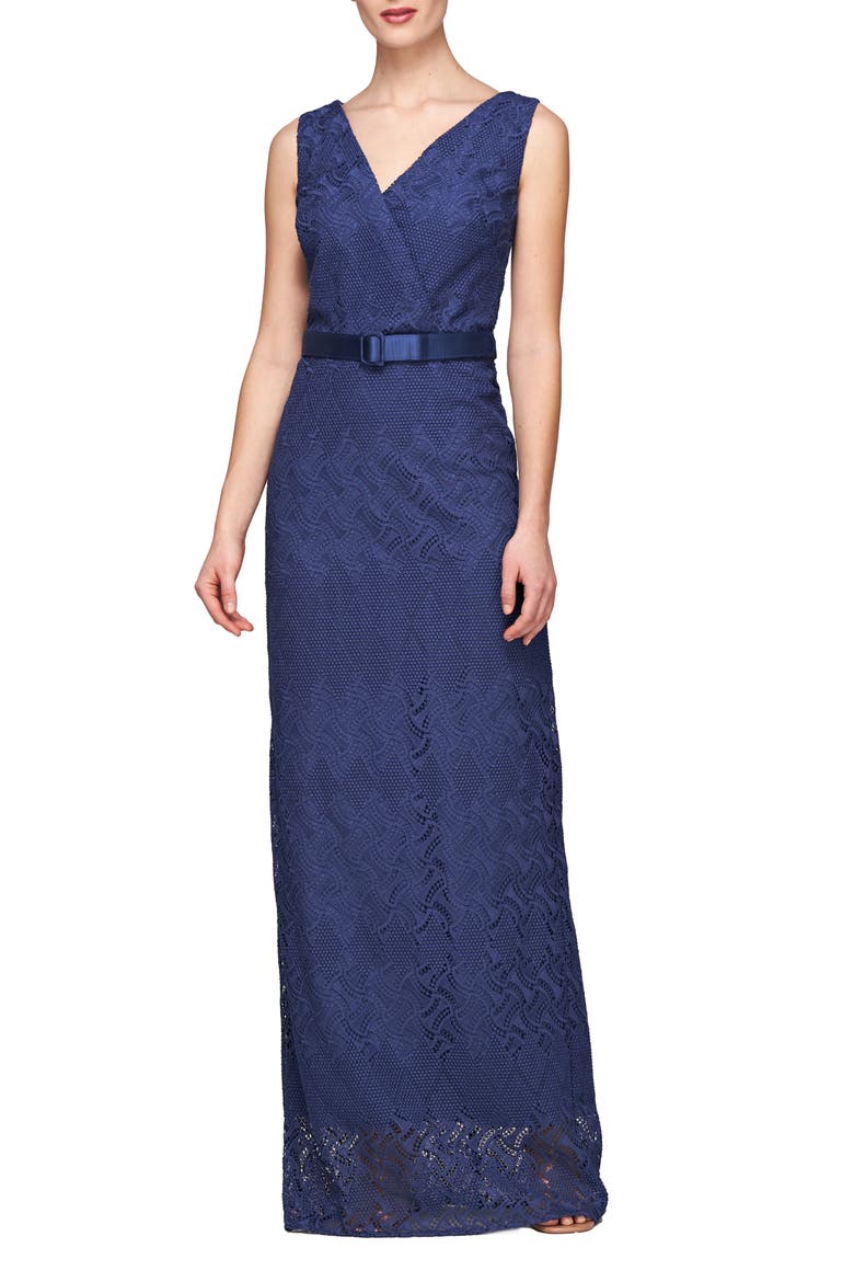 Hendrix Sleeveless Lace Column Gown, Alternate, color, MIDNIGHT
