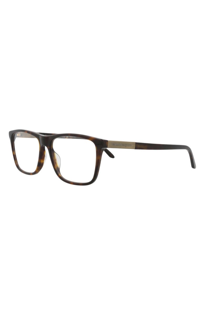 McQueen 56mm Square Optical Glasses, Alternate, color, Havana Gold Transparent