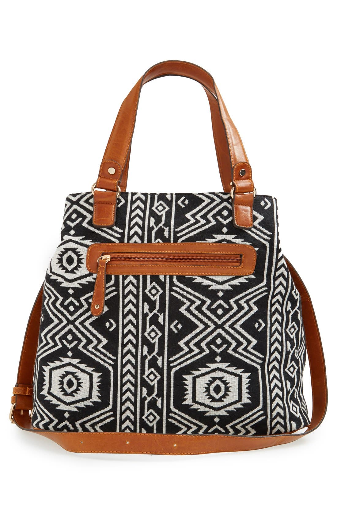 'Nina' Geo Print Tote, Alternate, color, BLACK WHITE PRINT