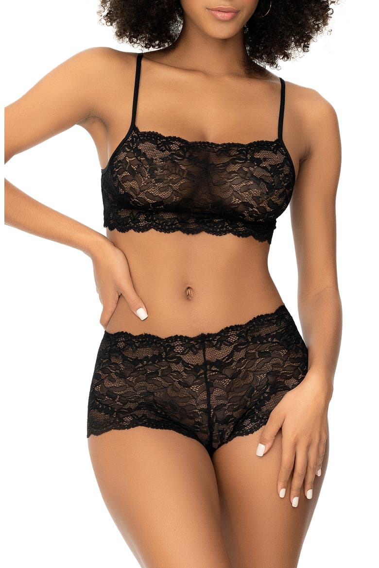 Lace Bralette & Boyshorts Set, Main, color, BLACK
