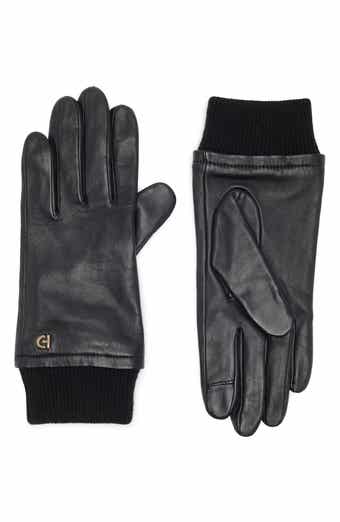 Leather Knit Cuff Gloves