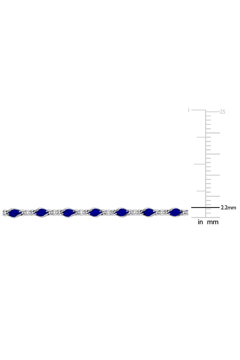 Sterling Silver Blue Enamel Station Curb Chain Necklace, Alternate, color, SILVER