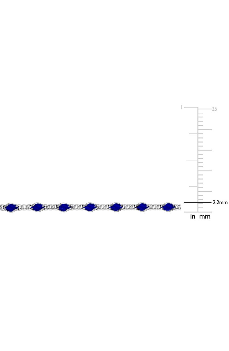 DELMAR Sterling Silver Blue Enamel Station Curb Chain Necklace, Alternate, color, Silver