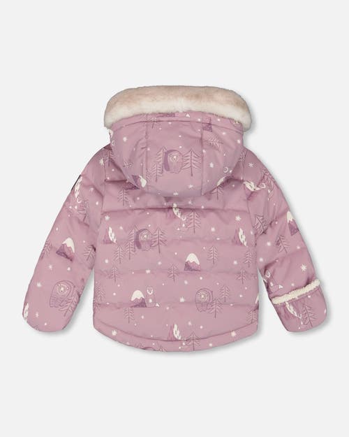 Deux Par Deux Two-piece Snug Snowsuit Bear In Pink