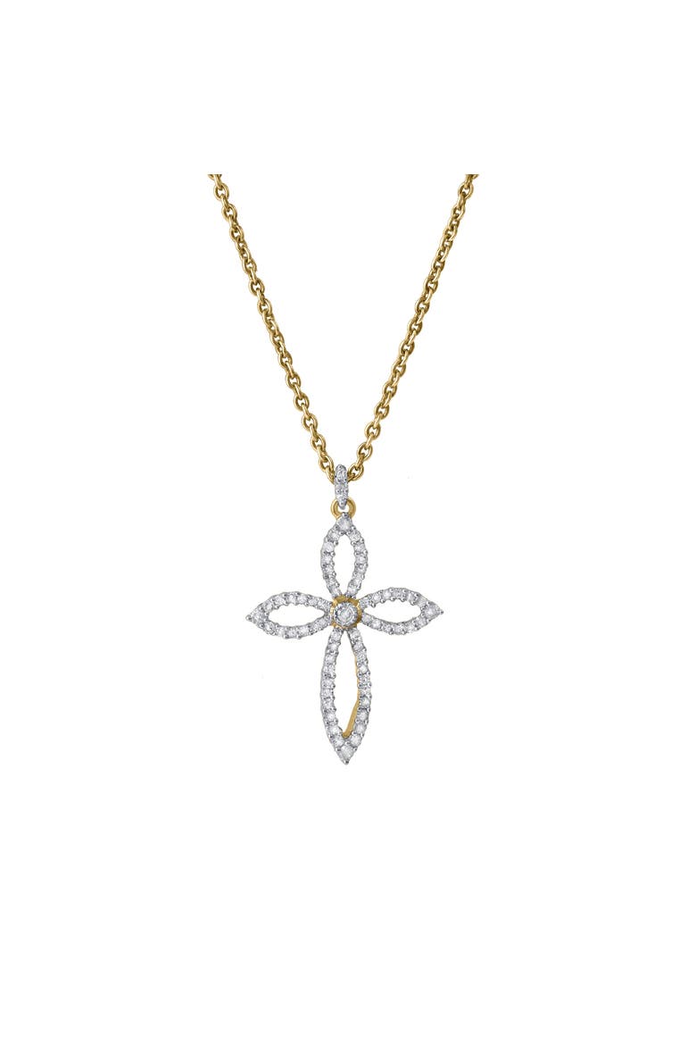 Heavens Whisper 10K Gold Diamond Cross Pendant - 0.25 CT, Main, color, 10K Yellow Gold