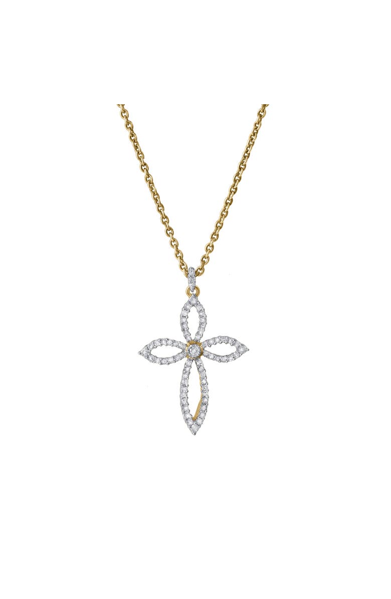 LuvMyJewelry Heavens Whisper 10K Gold Diamond Cross Pendant - 0.25 CT, Main, color, 10K Yellow Gold