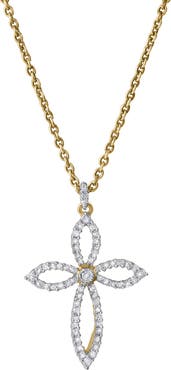 LuvMyJewelry Heavens Whisper 10K Gold Diamond Cross Pendant - 0.25 CT
