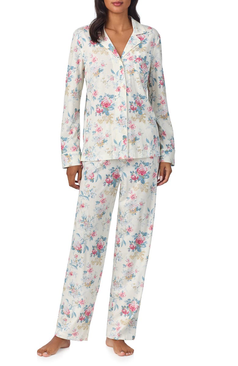 Lauren Ralph Lauren Print Cotton Blend Pajamas, Main, color, 