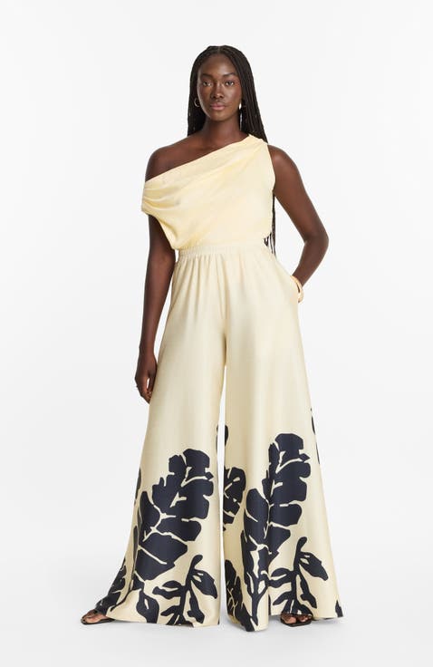 Nala Noir Wide-Leg Palazzo Jant Pants