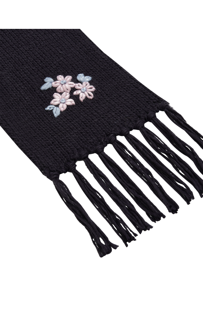 Fable England Forget-Me-Not Knitted Scarf, Alternate, color, Navy